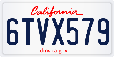 CA license plate 6TVX579