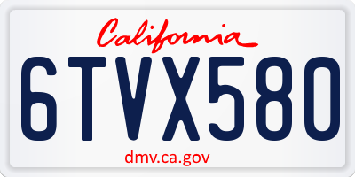 CA license plate 6TVX580