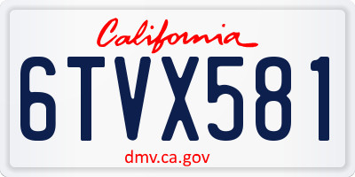 CA license plate 6TVX581