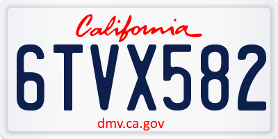 CA license plate 6TVX582