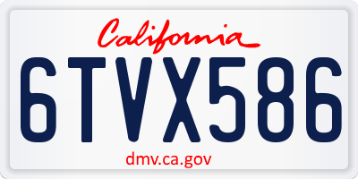 CA license plate 6TVX586