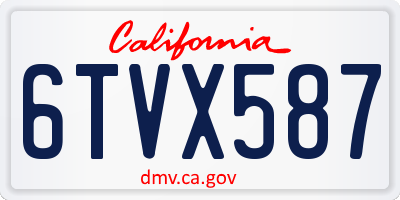 CA license plate 6TVX587