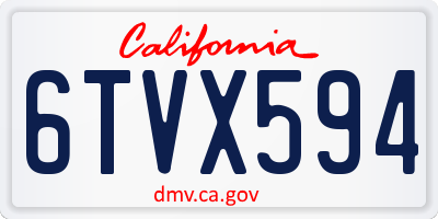 CA license plate 6TVX594