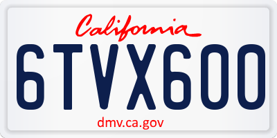 CA license plate 6TVX600