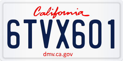 CA license plate 6TVX601