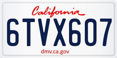 CA license plate 6TVX607