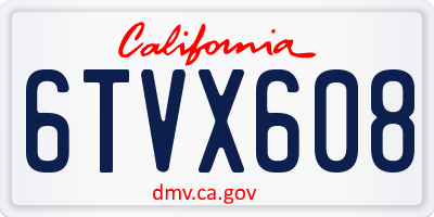 CA license plate 6TVX608