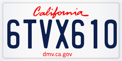 CA license plate 6TVX610