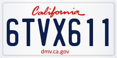 CA license plate 6TVX611