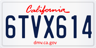 CA license plate 6TVX614