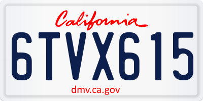 CA license plate 6TVX615