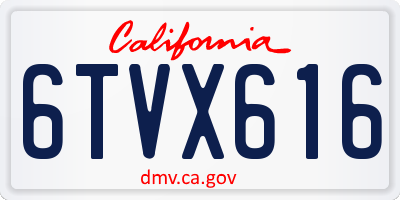 CA license plate 6TVX616