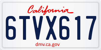 CA license plate 6TVX617