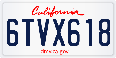 CA license plate 6TVX618