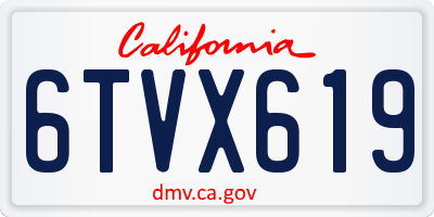 CA license plate 6TVX619