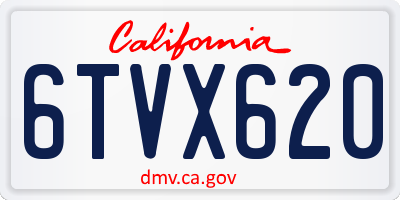 CA license plate 6TVX620