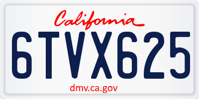 CA license plate 6TVX625