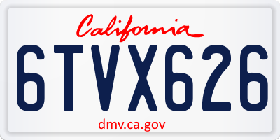 CA license plate 6TVX626