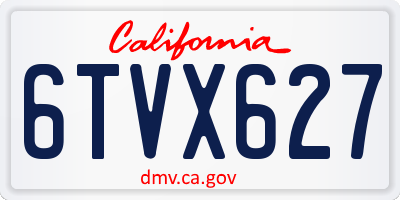 CA license plate 6TVX627