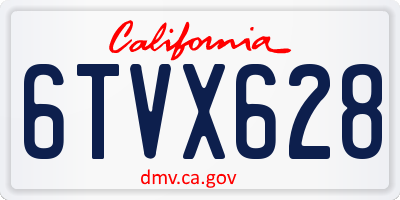 CA license plate 6TVX628