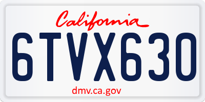 CA license plate 6TVX630