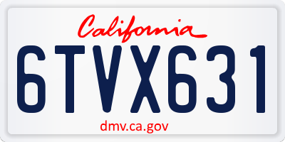 CA license plate 6TVX631