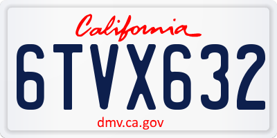 CA license plate 6TVX632