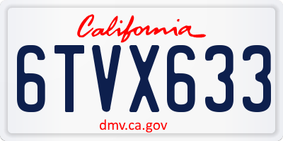 CA license plate 6TVX633