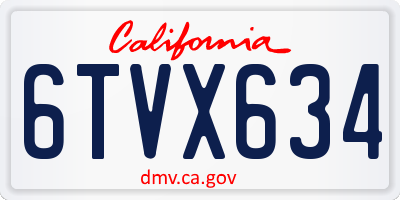 CA license plate 6TVX634