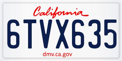 CA license plate 6TVX635