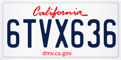 CA license plate 6TVX636