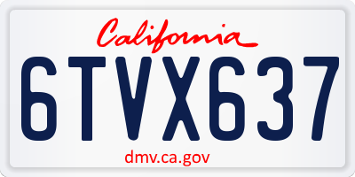 CA license plate 6TVX637