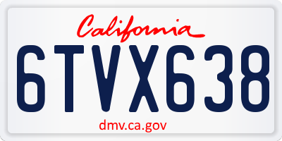 CA license plate 6TVX638