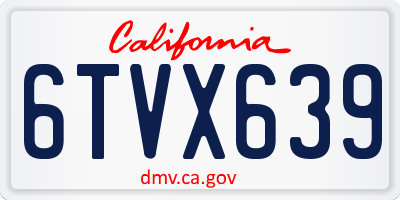 CA license plate 6TVX639