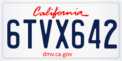 CA license plate 6TVX642