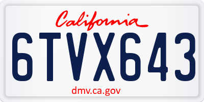 CA license plate 6TVX643