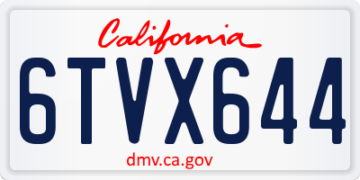 CA license plate 6TVX644