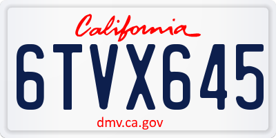 CA license plate 6TVX645