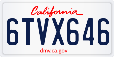 CA license plate 6TVX646