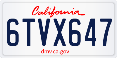 CA license plate 6TVX647