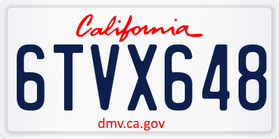 CA license plate 6TVX648