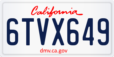 CA license plate 6TVX649