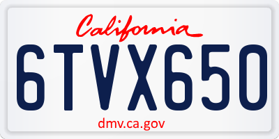 CA license plate 6TVX650