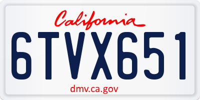 CA license plate 6TVX651