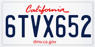 CA license plate 6TVX652