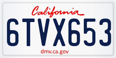 CA license plate 6TVX653