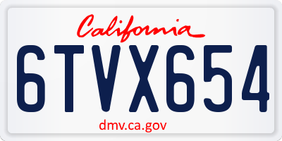 CA license plate 6TVX654