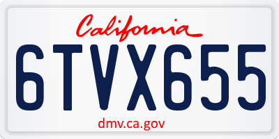 CA license plate 6TVX655