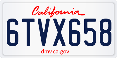 CA license plate 6TVX658