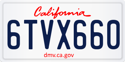 CA license plate 6TVX660